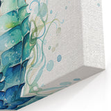 Detailed Seahorse Wall Art - Aqua Blue & Green Canvas, Framed Print