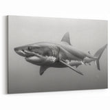 Bold Shark Wall Art - Marine Life Canvas & Framed Black & White Print