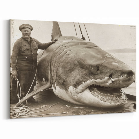 Vintage Shark Wall Art - Historic Marine Life Canvas & Framed Print
