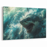 Intense Shark Wall Art - Dynamic Ocean Life Canvas & Framed Print
