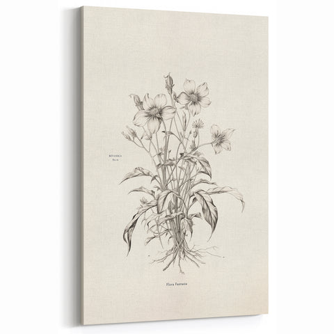 Minimalist Floral Abstract Art: Intricate Botanical Illustration