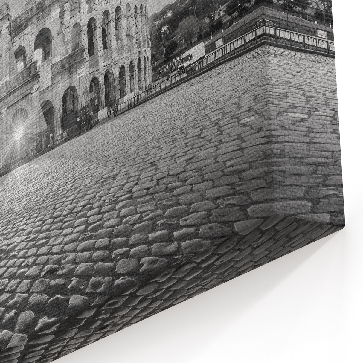 Ancient Ruins Wall Art - Iconic Roman Colosseum Black and White Canvas