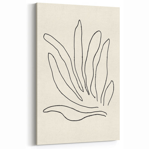 Minimalist Abstract Line Art: Organic Leaf Forms in Monochrome Design