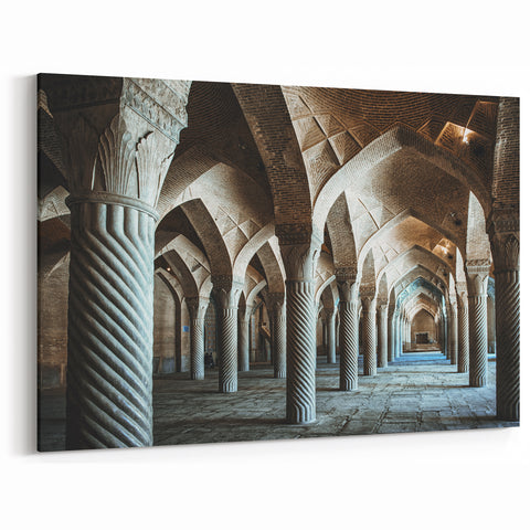Ancient Pillared Hall Wall Art - Intricate Architecture Canvas Print
