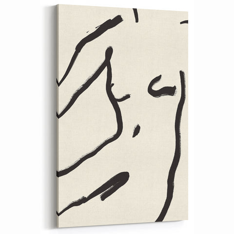 Minimalist Abstract Art: Bold Linework on Soft Beige Canvas