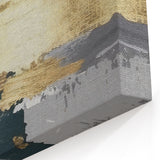 Elegant Brush Strokes and Lines Abstract Art - Gold and Gray Canvas