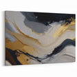 Modern Flowing Strokes Abstract Art - Black, Gold, and Gray Canvas
