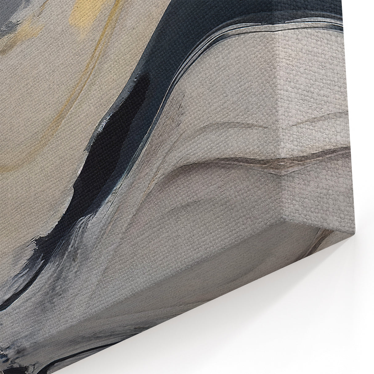 Modern Flowing Strokes Abstract Art - Black, Gold, and Gray Canvas