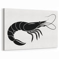Minimalist Black Shrimp Wall Art - Coastal Marine Life Canvas & Prints