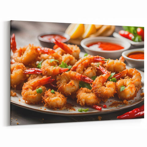 Gourmet Shrimp Dish Wall Art - Coastal Cuisine Canvas & Prints