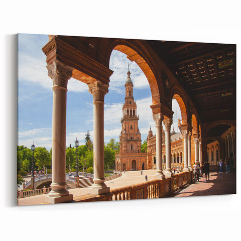 Historic Spanish Plaza Arches Wall Art - Elegant Architecture Canvas