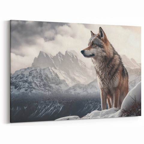 Mountain Wolf Wall Art - Majestic Canvas, Framed, and Acrylic Prints
