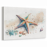 Watercolor Starfish Wall Art - Coastal Marine Life Canvas & Print Decor