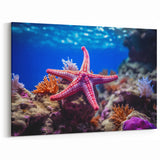 Vivid Coral Reef Starfish Wall Art - Marine Life Canvas & Print Decor