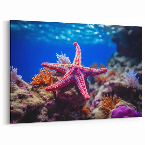 Vivid Coral Reef Starfish Wall Art - Marine Life Canvas & Print Decor