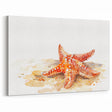 Vibrant Watercolor Starfish Wall Art - Warm Coastal Marine Decor