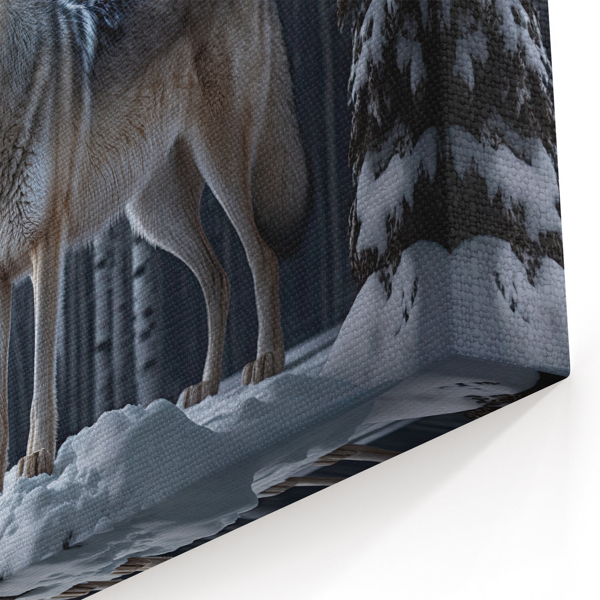 Moonlit Wolf in Snowy Forest Art - Majestic Canvas, Framed, and Acrylic Prints