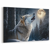 Howling Wolf at Full Moon Art - Enchanting Canvas, Framed, and Acrylic Prints