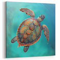 Colorful Turtle Canvas Art – Tropical Paradise Marine Wall Decor