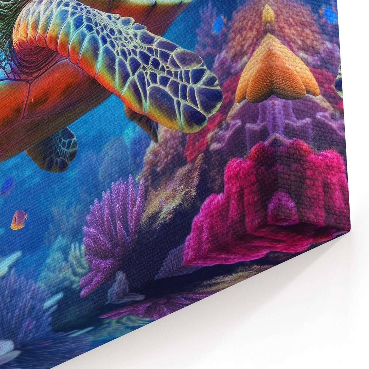 Vibrant Turtle Coral Reef Art – Tropical Paradise Marine Decor