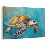 Textured Turtle Canvas Art – Vibrant Marine Life Wall Decor