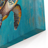 Textured Turtle Canvas Art – Vibrant Marine Life Wall Decor