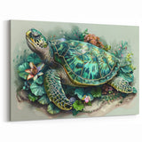 Lush Turtle Garden Art – Nature's Harmony Marine Life Canvas Print