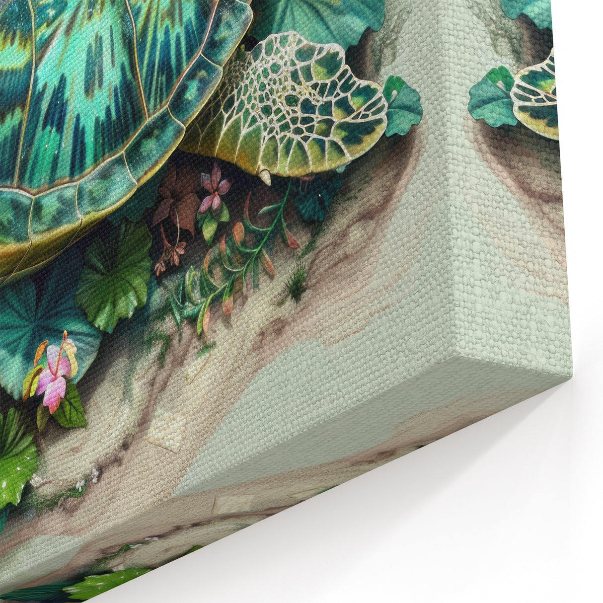 Lush Turtle Garden Art – Nature's Harmony Marine Life Canvas Print