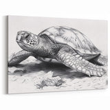 Detailed Turtle Sketch Art – Modern Black & White Marine Decor