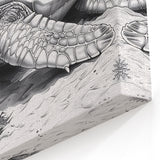 Detailed Turtle Sketch Art – Modern Black & White Marine Decor