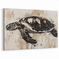 Abstract Turtle Art – Modern Monochrome Marine Life Canvas Print