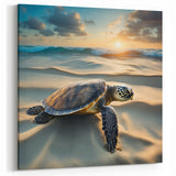 Sunset Turtle Beach Art – Serene Marine Life Canvas Wall Decor