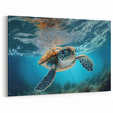 Vibrant Turtle Underwater Art – Marine Life Canvas Wall Decor