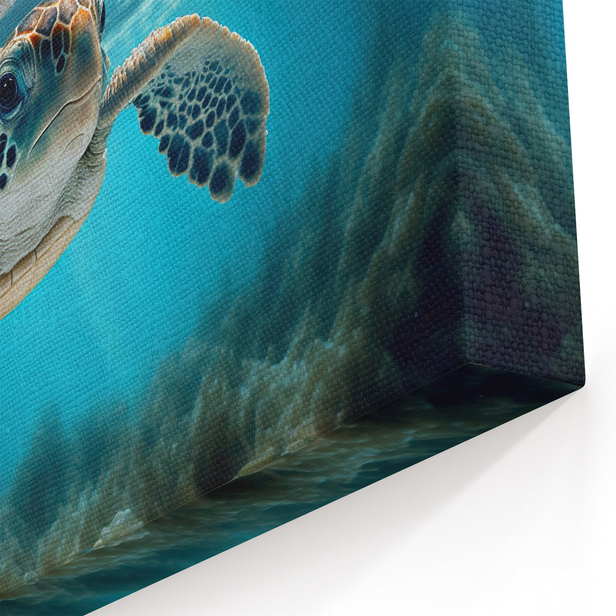 Vibrant Turtle Underwater Art – Marine Life Canvas Wall Decor