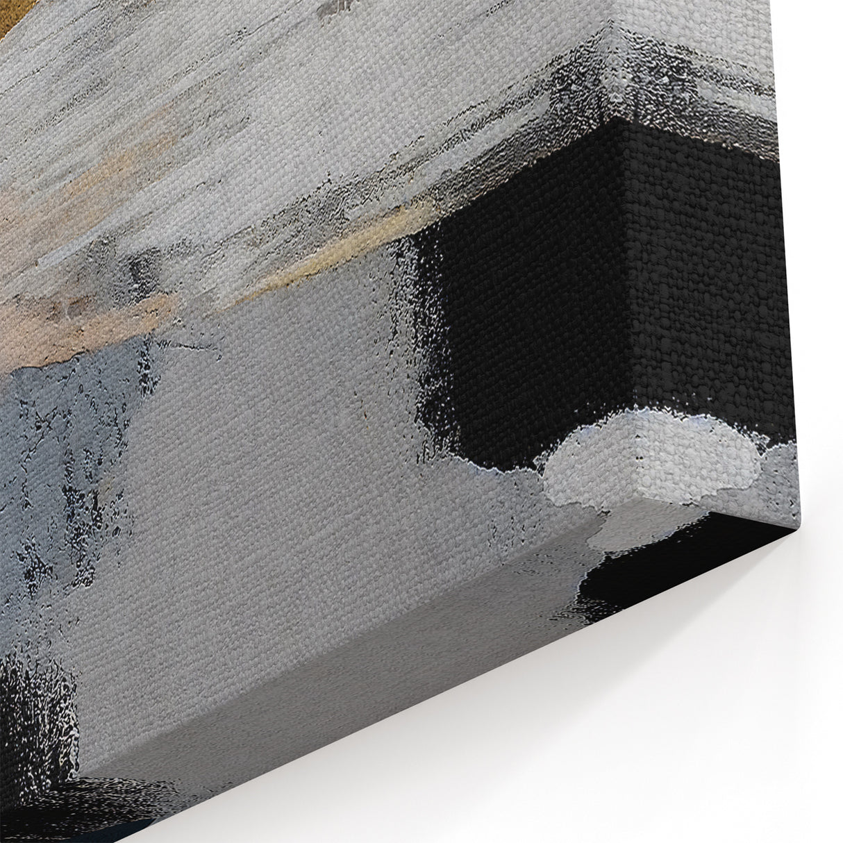 Modern Abstract Landscape Art - Black, Gold, and Earth Tones Canvas