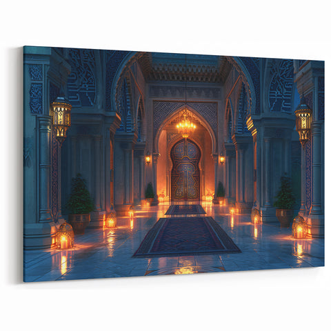 Moorish Archway Nightscape Wall Art - Elegant Architectural Canvas