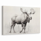 Elegant Moose Sketch Art - Black & White Wildlife Canvas & Prints