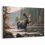 Moose in Tranquil Forest - Scenic Wildlife Canvas & Framed Art Print