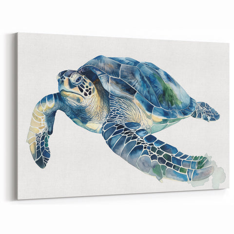 Serene Turtle Wall Art - Marine Life Canvas Print for Coastal Decor