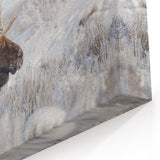 Winter Moose in Frosty Landscape - Scenic Wildlife Canvas & Art Print