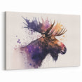 Colorful Moose Portrait - Abstract Wildlife Canvas & Framed Art Print