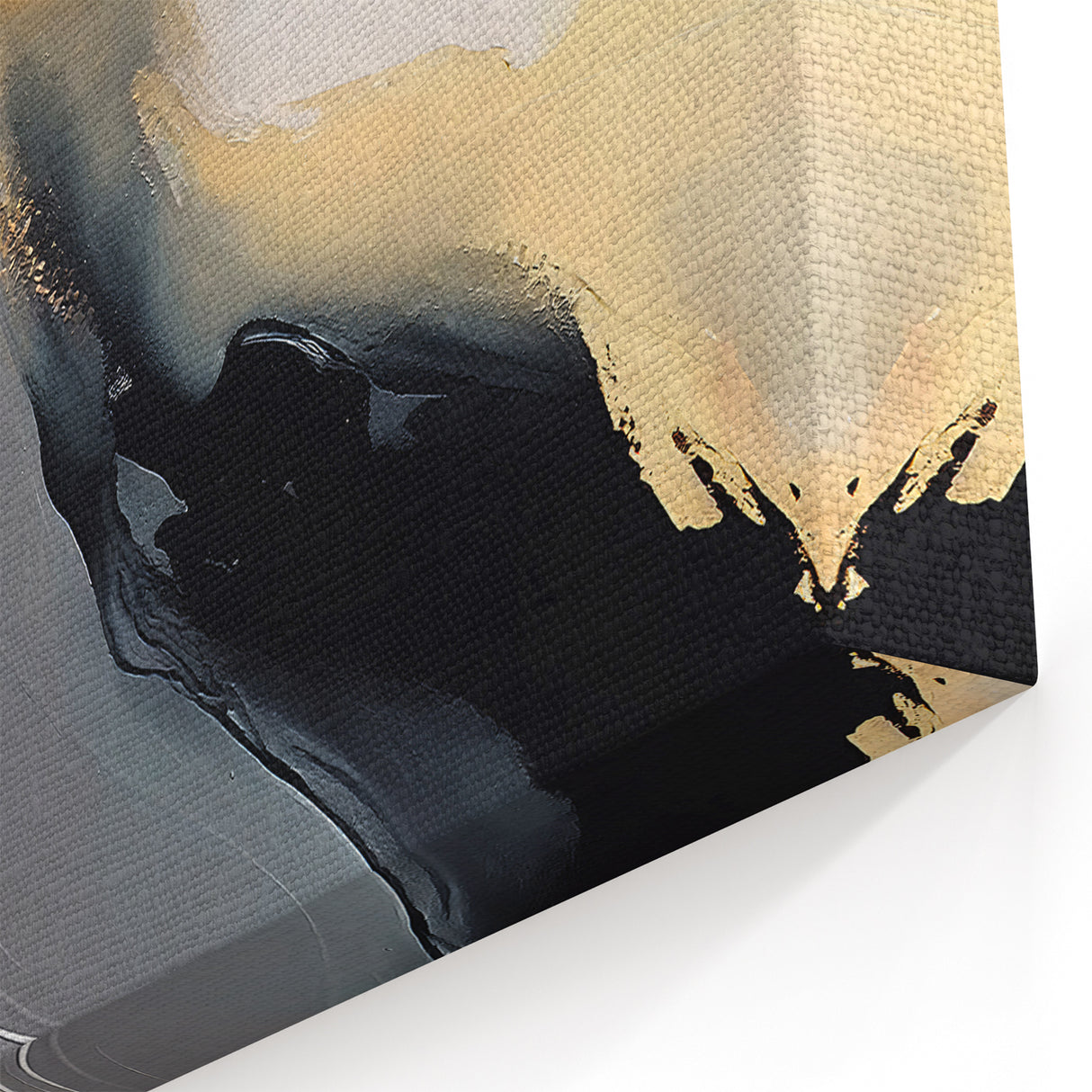 Geometric Line Art - Black, Gold, and White Abstract Canvas Print