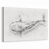 Abstract Whale Wall Art - Black & White Canvas Print - Marine Life Decor