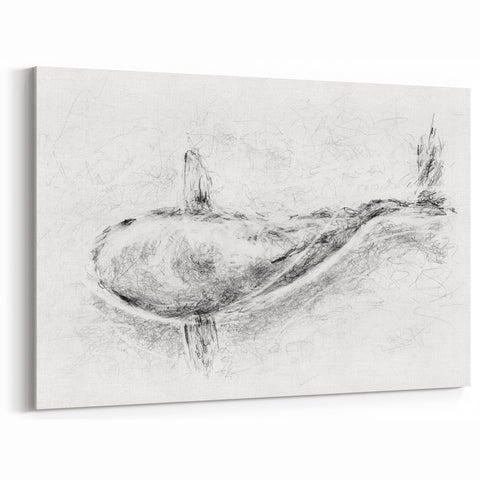 Abstract Whale Wall Art - Black & White Canvas Print - Marine Life Decor