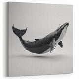 Sleek Whale Wall Art - Black & Silver Canvas Print - Modern Ocean Decor