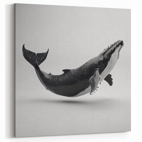 Sleek Whale Wall Art - Black & Silver Canvas Print - Modern Ocean Decor