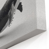 Sleek Whale Wall Art - Black & Silver Canvas Print - Modern Ocean Decor