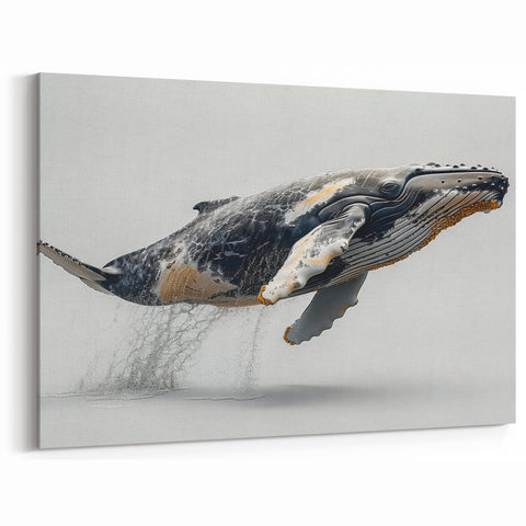 Dynamic Whale Wall Art - Black & Gold Canvas Print - Marine Life Decor