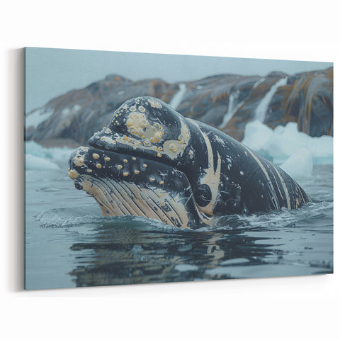 Close-Up Whale Wall Art - Icy Waters Canvas Print - Marine Life Decor