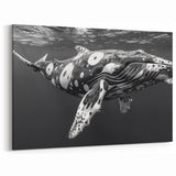 Abstract Whale Wall Art - Black & White Canvas Print - Modern Decor